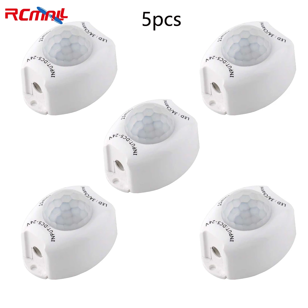 5Pcs Human PIR Motion Sensor Smart Switch Adjustable Time IR Human Body Sensor Detector ON Off Controller for Light LED Strip