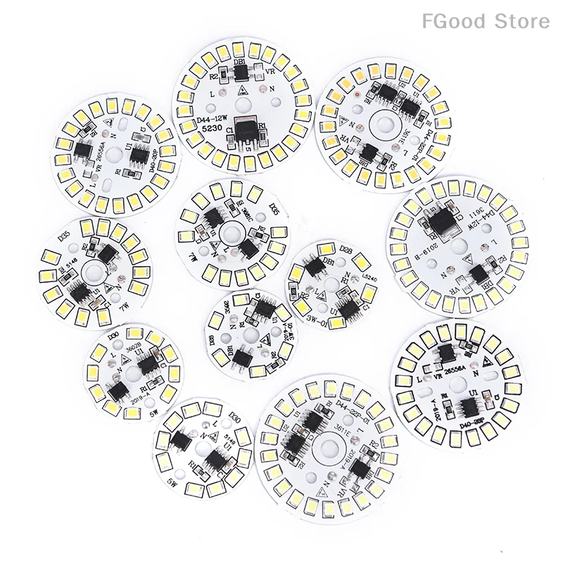 Free Drive LED Bulb Patch Light Board 220V 3W 5W 7W 9W 12W 15W Panel lampy Moduł okrągły Źródło światła Płyta biała/ciepła biel