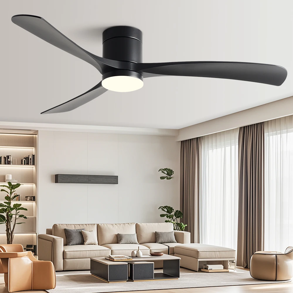 38/46Inch Modern Low Profile Ceiling Fans with Lights and Remote Support App control and Infinite dimming for bedroom