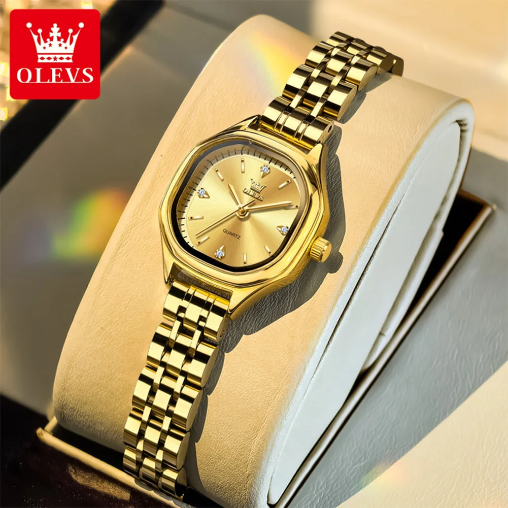 OLEVS 5888 Ladies Watch Elegant Fashion Square Quartz Watch Waterproof Luminous Wristwatch Girlfriend Lovers Gift Box Reloj