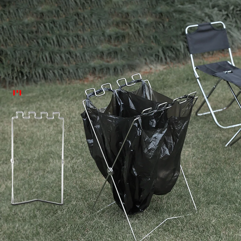 Garbage Bag Rack Portable For Outdoor Picnic Camping Baking Folding Trash Rack Garbage Frame Trash Bag Holder Stand Garbage Rack
