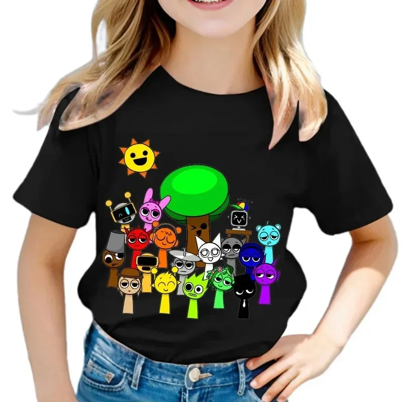Neu eingetroffen: Sprunki Rhythm Box Kinder-T-Shirt – Grafik-T-Shirt mit vollflächigem Aufdruck, weiches, atmungsaktives Baumwoll-Kurzarmshirt für Kleinkinder – Detail 2