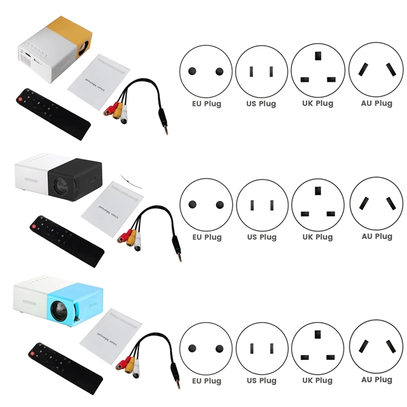 School Season Multi-Functional Classroom Mini Projector Easy Carrying With EU Plug,Yellow-White