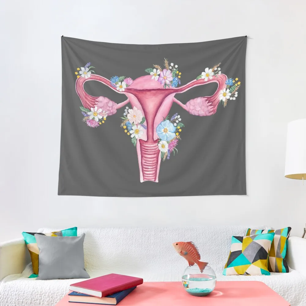 

Floral Uterus Anatomy: Anatomical Art, Watercolor Feminist Women Doctor Gift Tapestry Anime Decor Room Decor For Girls Tapestry