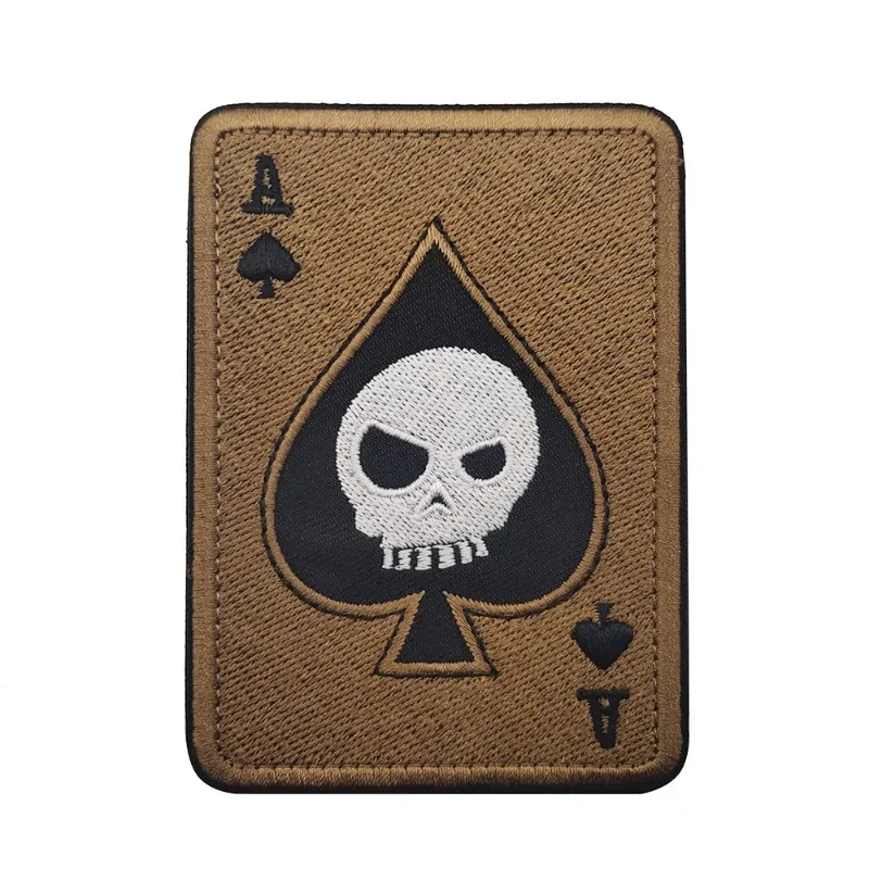 Death Card Poker Ace of Spades Patches Embroidery Tactical Patch For Clothing Bag Punk Military patches Badge