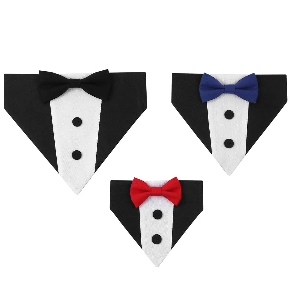 Sucado Brand Pet Wedding Suit Bib Dog Collar Adjustable with Bow Tie Bandana for Engagement Party Costume Clothes