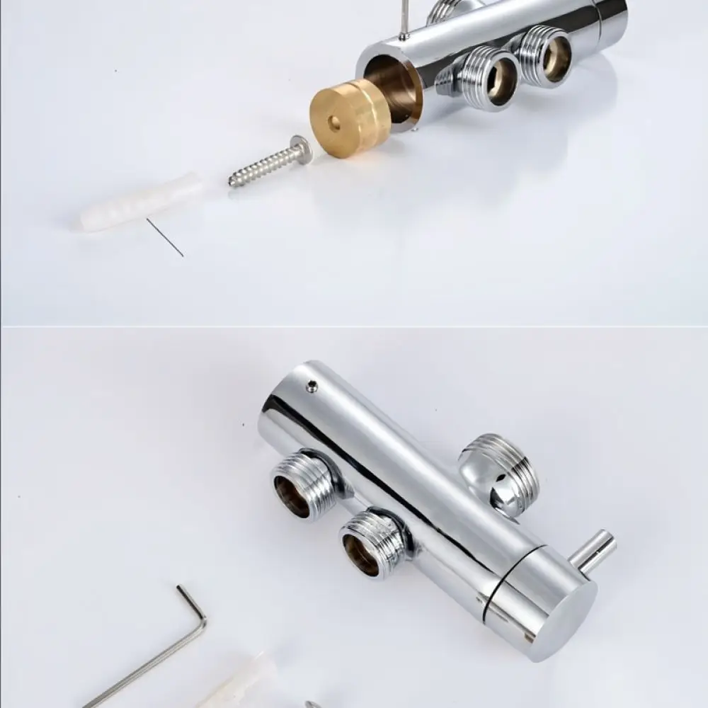 Adjustable Shower Diverter Valve 3 Way Water Flow Splitter Adapter Durable Brass Chrome For Bathroom Shower Pipe Fittings