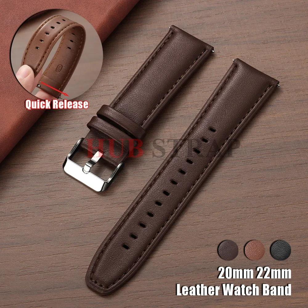 Vintage Leather Watch Strap 20mm 22mm Watch Band for Seiko for Omega Business Black Brown Belts Universal Bracelet Accessories