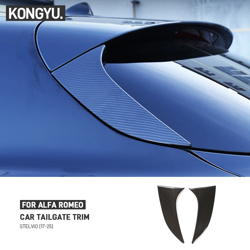 For Alfa Romeo Stelvio 2017-2025 Real Carbon Fiber Car Rear Tail Window Spoiler Wing Panel Decoration Cover Trim Accessories