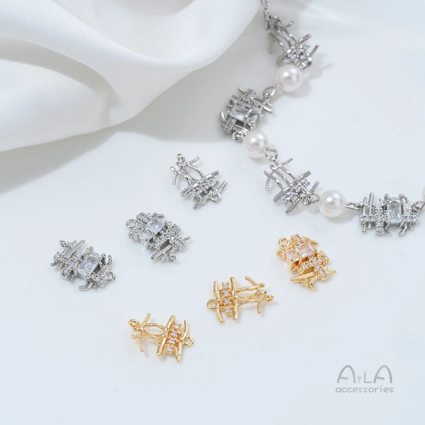 

Набор из 14-каратного золота с медным покрытием и цирконом, двойной подвесной тканый забор, кулон, браслет ручной работы, серьги, аксессуары, материалы