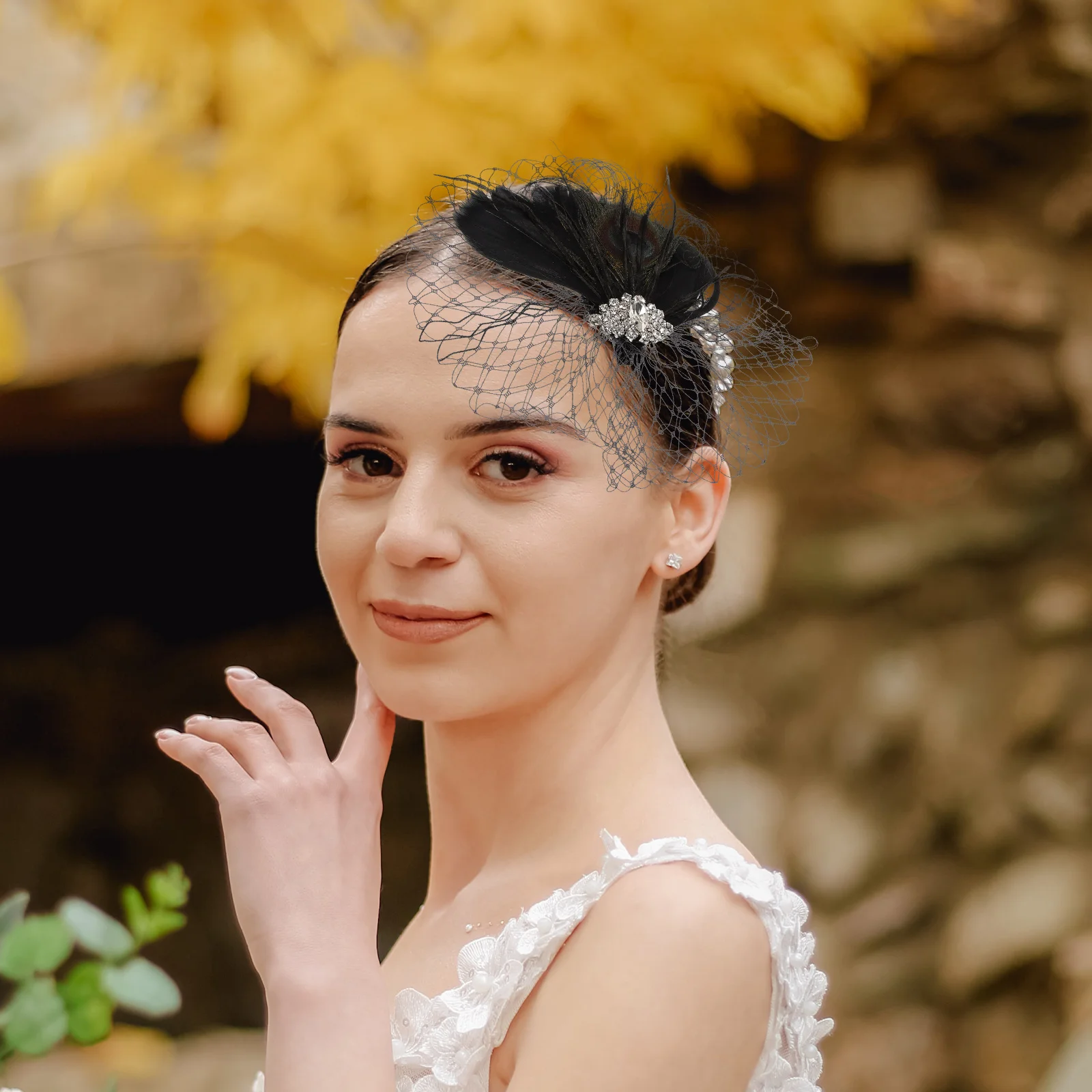 

Hair Clips Vintage Black Bridal Fascinator Headpiece for Wedding Banquet Party Tea Accessories Hair Band