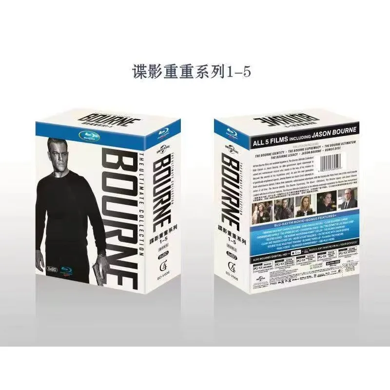 

Brand New BD Blu-ray High Definition Bourne Series Volumes 1–5 5-Disc Set English Audio with Chinese Subtitles