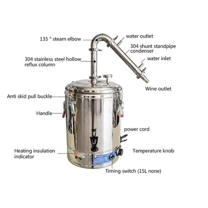 Household Stainless Steel Distilled Water Alcohol Distiller Self-brewing Whisky Brandy Vodka Electric Distiller