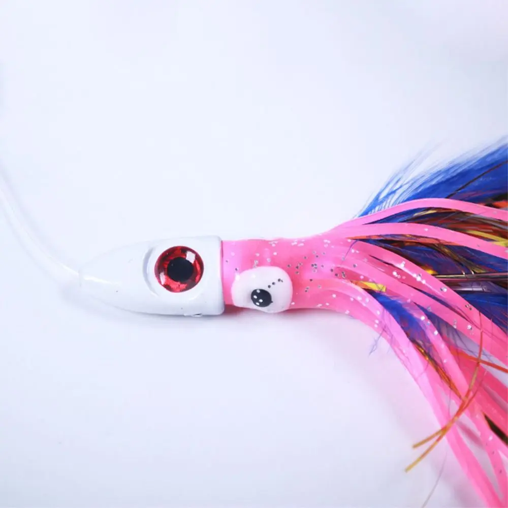 13cm/17g Luminous Squid Skirt Saltwater Octopus Bait Lead Head Long Tail Soft Fishing Lures Tuna Sailfish Baits Tackle Accessory