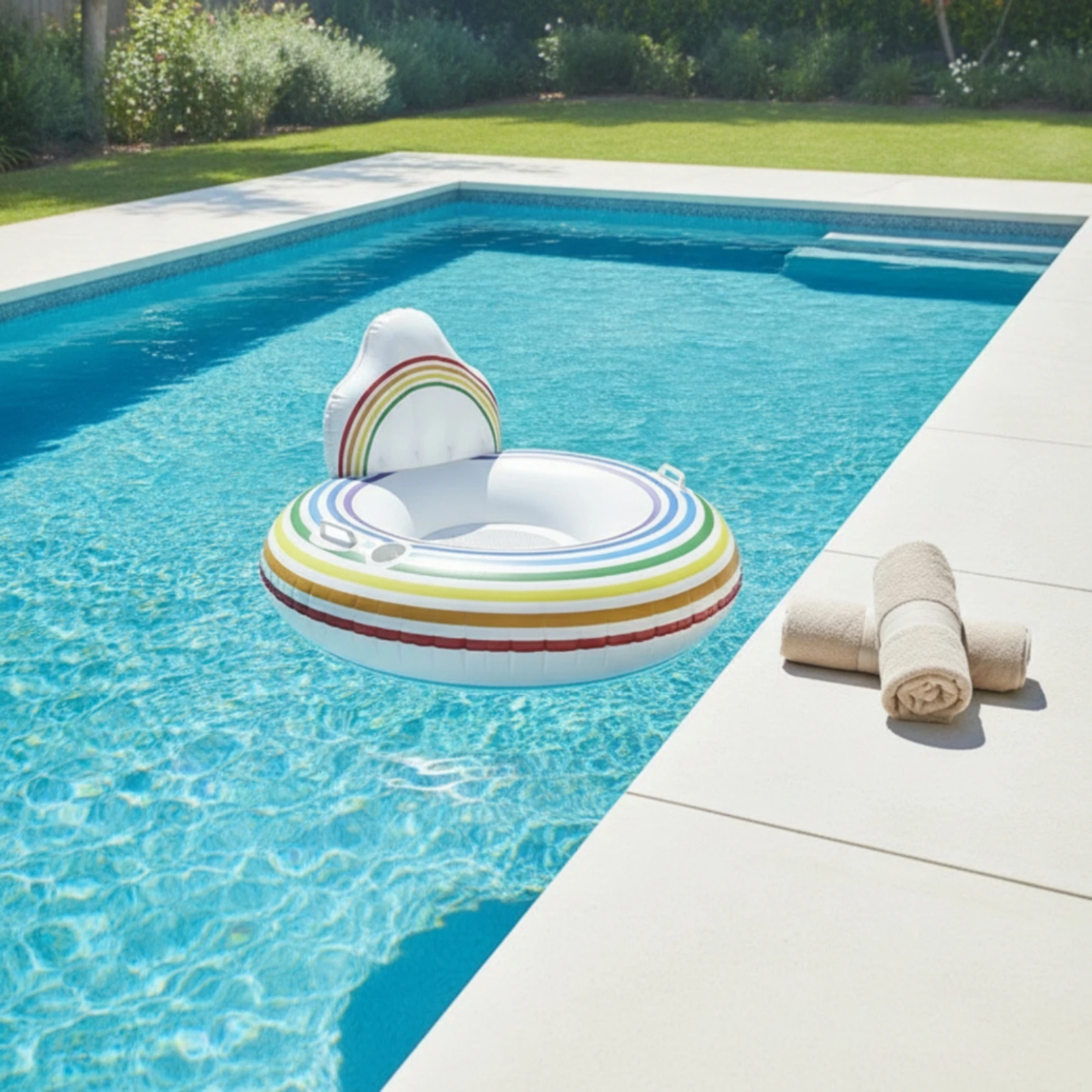 Pool Lounger with Backrest Supportive Mesh Pool Lounger Inflatable Recliner Easy to Inflate Stable for Adults, Beach, Lake