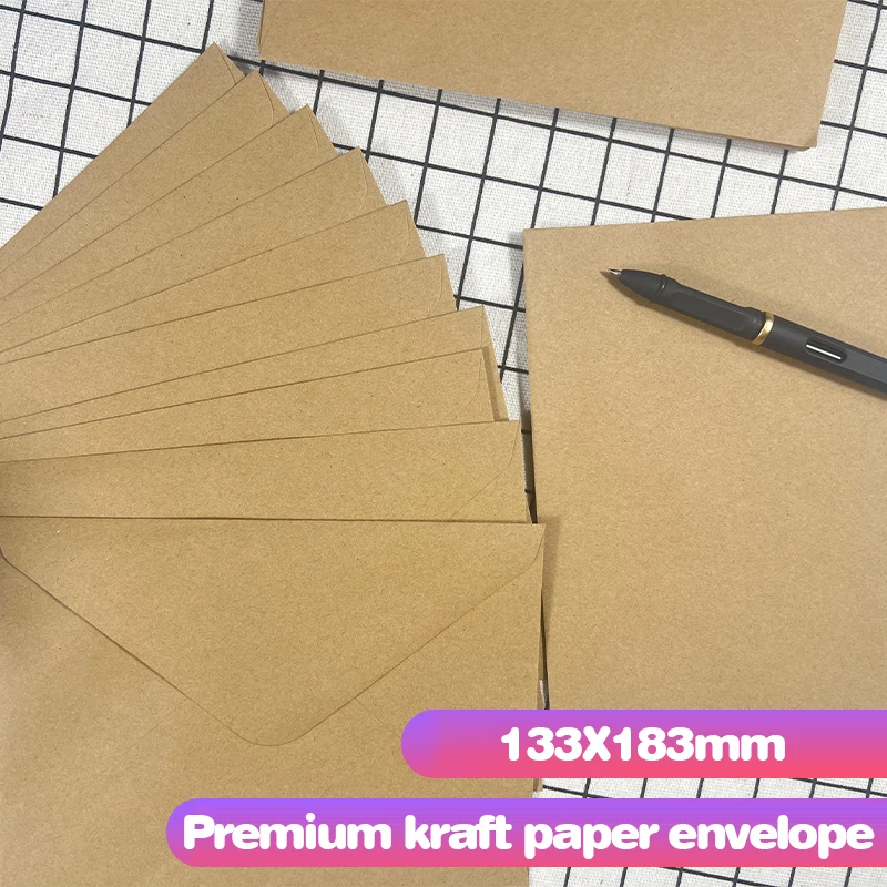 50/100pcs A7 Kraft Paper Envelope 183x133mm Wedding Invitations Business Supplie Postcard Giftbox Packaging Storage Stationery