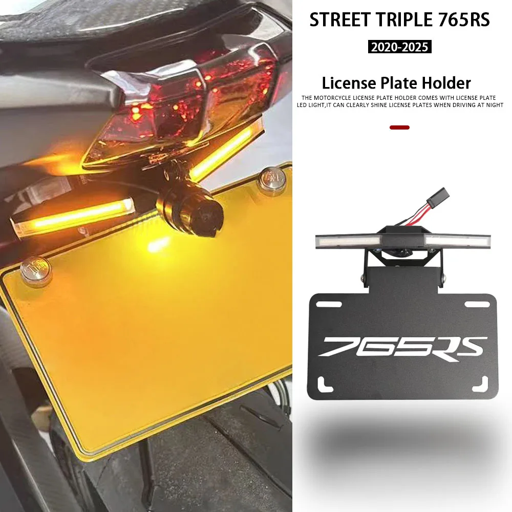 

Aluminum License Plate Holder 2020-2025 Motorcycle Tail Tidy Fender Eliminator With LED Light For Street Triple 765 RS 765RS