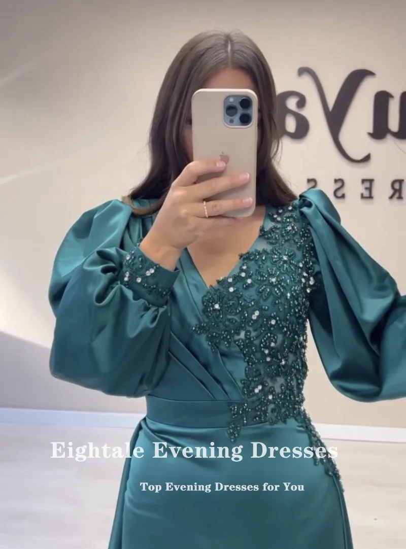 Eightale-Vestidos de Noche árabes para fiesta de boda, un hombro, satén con cuentas, Rosa caliente, Formal, sirena, vestidos de graduación de celebridades