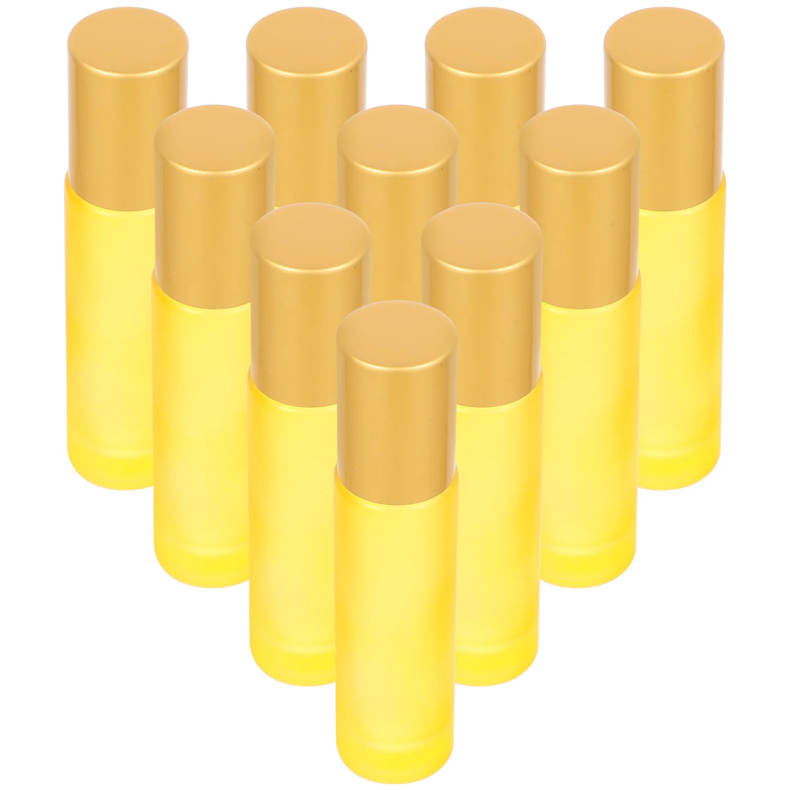 

10pcs 10ml Yellow Roller Bottles Roller Ball Container Compact Size Perfume Oils Serums Refillable Roll Containers