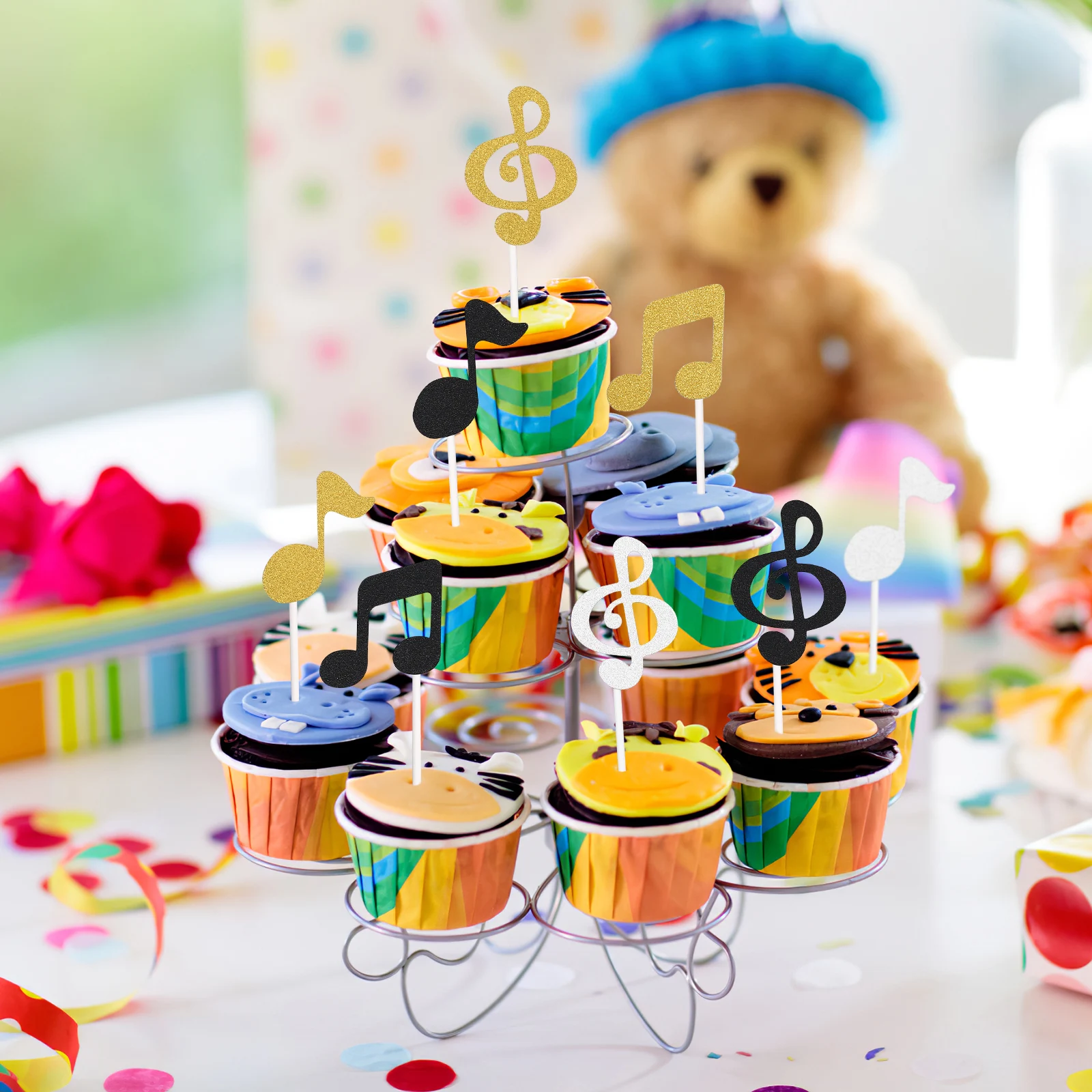 

18 Pcs Music Notes Cake Topper Adorable Paper Decorations Birthday Party Wedding Festival Cake Cupcake Toppers