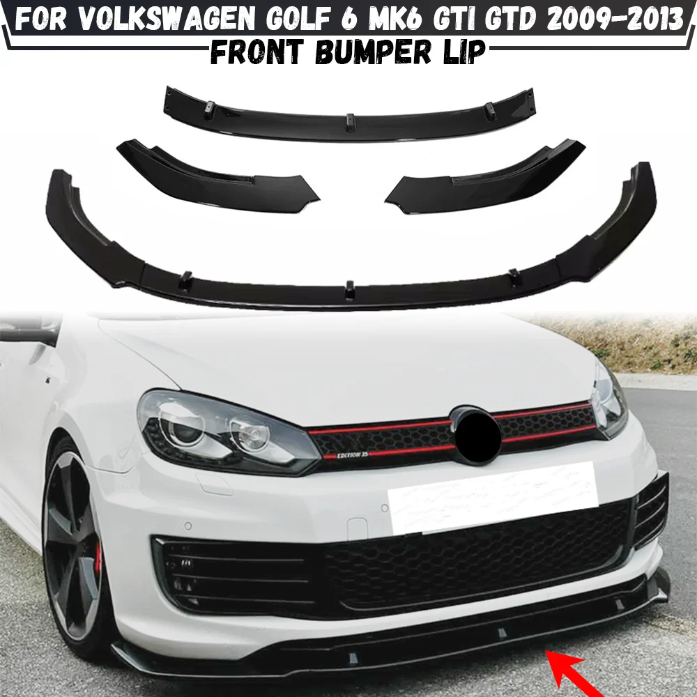 

Front Bumper Lip Spoiler Splitter For Volkswagen VW Golf 6 MK6 GTI GTD 2009 2010 2011 2012 2013 Diffuser Retrofit Bodykit