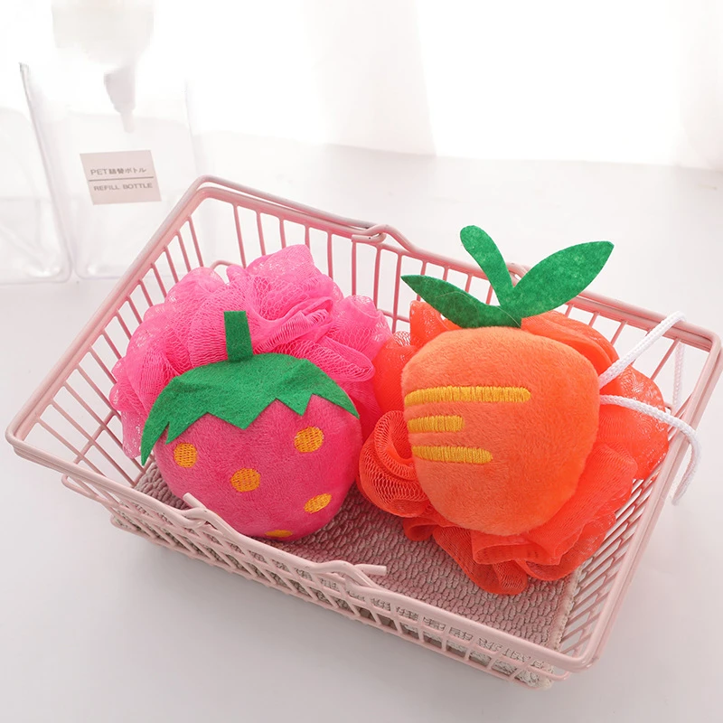 

Body Shower Cartoon Fruit Bath Ball Scrub Cleaning Body Care and Exfoliant Sponge Ball Accessories for Bath Kid's Toy Wholesale