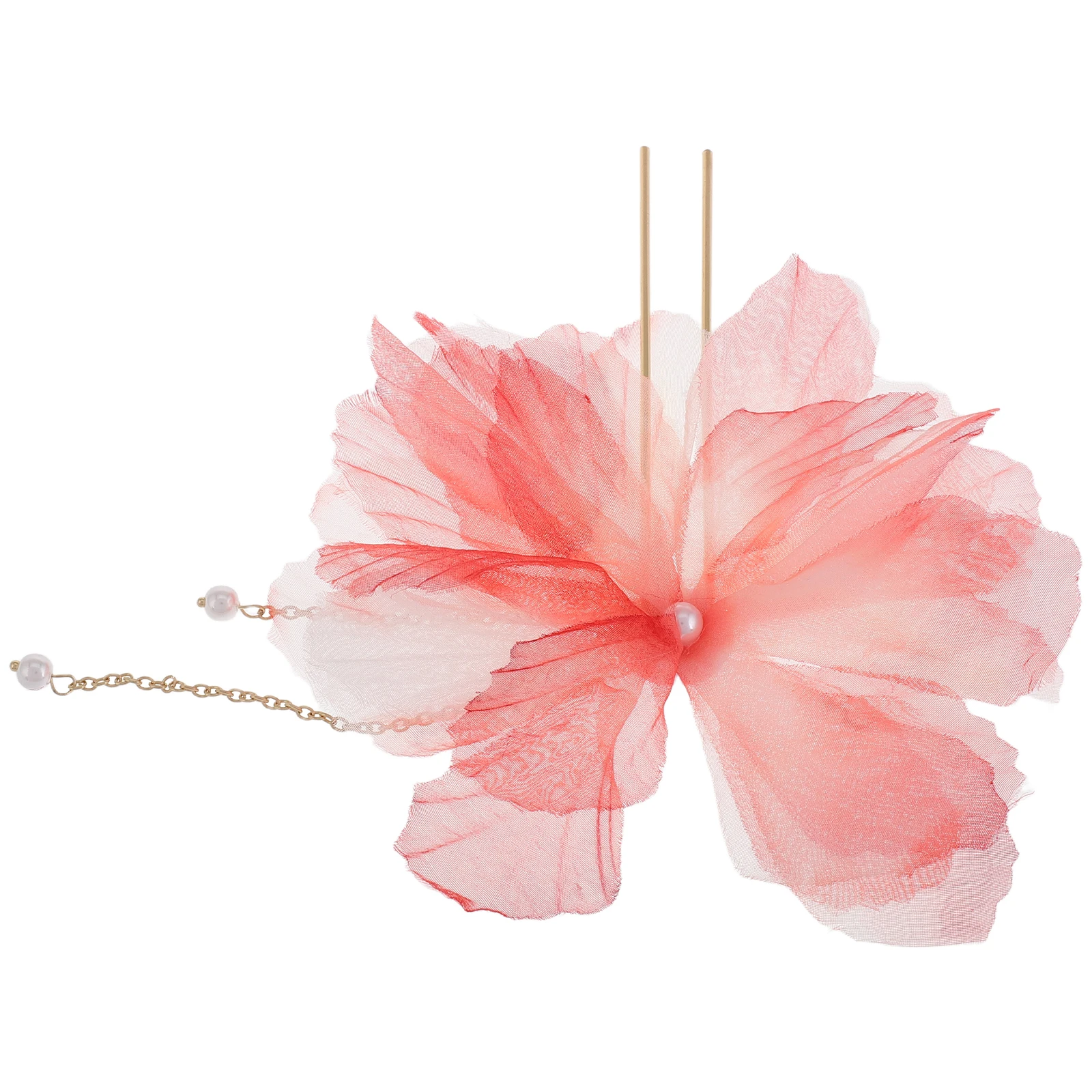 

Flower Pearl Hairpin Vintage Tassel U-Shape Hair Stick Chinese Style Hanfu Headdress Handmade Traditional Hair Accessory