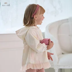 Dave Bella 2025 New Spring Children Girls Baby Outerwear Gentle Hooded Zipper Children's Coat Tops Mesh Outdoor Party DB3241621