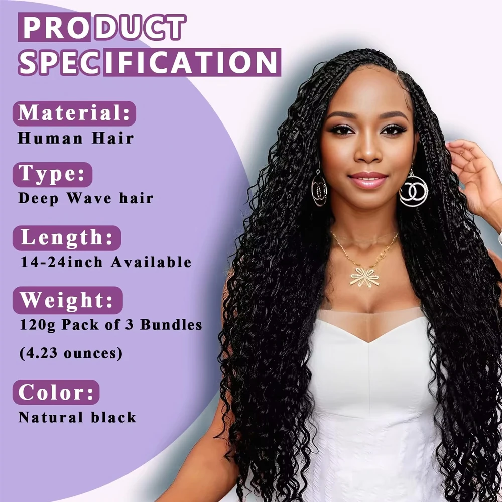 Boho Braids Human Hair Bulk 3 4 Bundles Curly Natural Black Remy Braiding Real Human Real Hair Unprocessed Extensions Weaving image 4