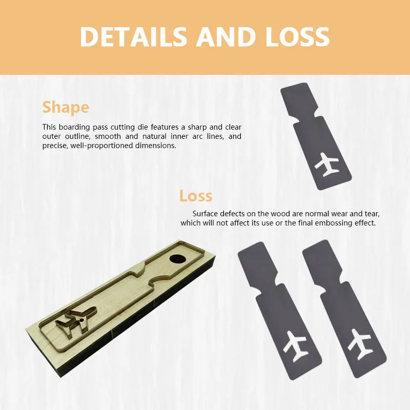 Super Durable Boarding Pass Embossing Blanking Steel Cutting Die for Handmade DIY Leather Convenient for Manual Hand Knocking