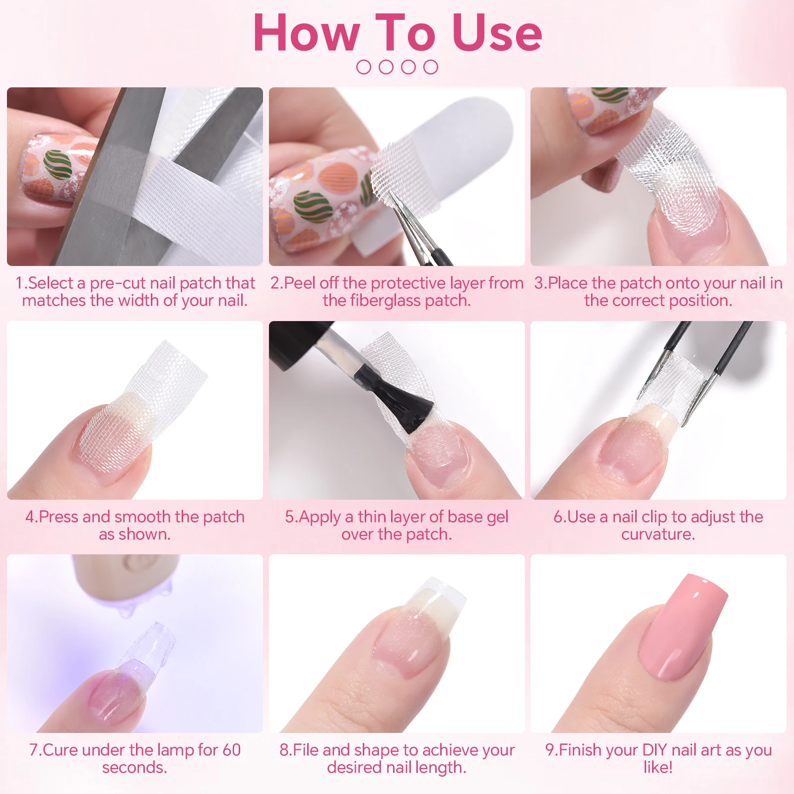 Fiberglass Nail Patches Finger-shaped Pre-cut Silk Fiberglass For Nail Extension Wrap Self Adhesive Repair Reinforce