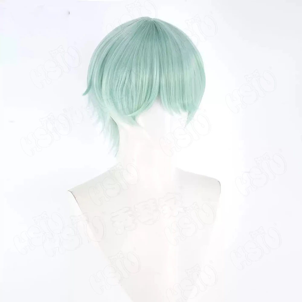 Anime k-pop chasseurs de démons Saja garçons Cosplay perruque 30CM vert menthe cheveux courts perruque synthétique + bonnet de perruque fête Halloween perruque
