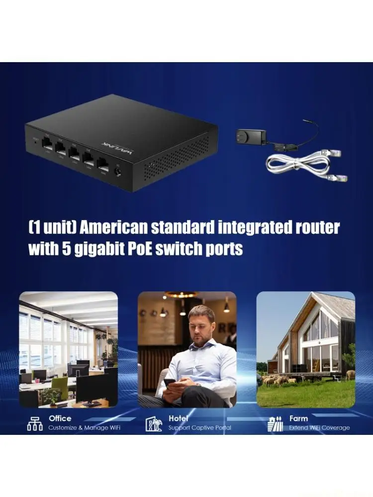 Integrated AC Managed PoE Switcher 5 Gigabit Port For Hotel Office WiFi Coverage Up To 100Meters Distance