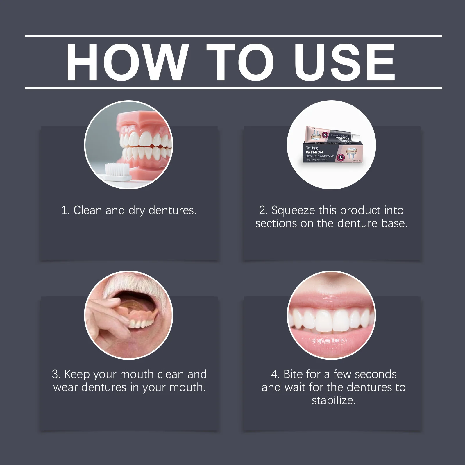 ORALHOE 40g Denture Adhesive Strong Durable Denture Fixation Effect Reduce Gum Pain Make More Comfort Prevent Food Residue Stuck