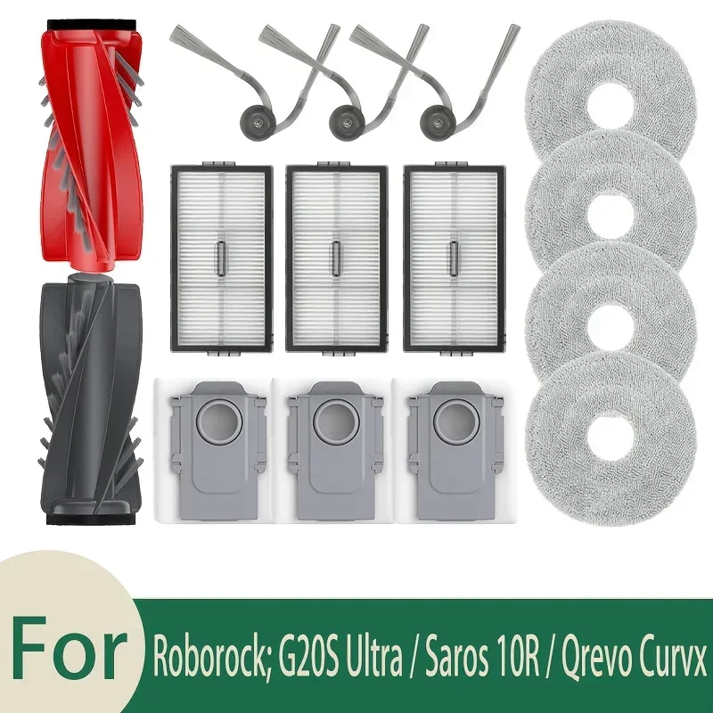 Replacement Accessories Kit For Roborock Saros 10R / G20S Ultra / Qrevo Curvx Robot Vacuums