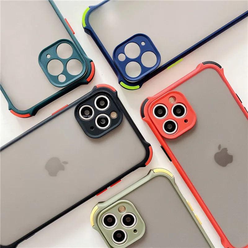 

100pcs Phone Case For iPhone 6 6S 7 8 Plus 11 12 Mini X XS XR SE PRO MAX 2020 Shockproof Anti-Fall Matte TPU Candy Back Cover