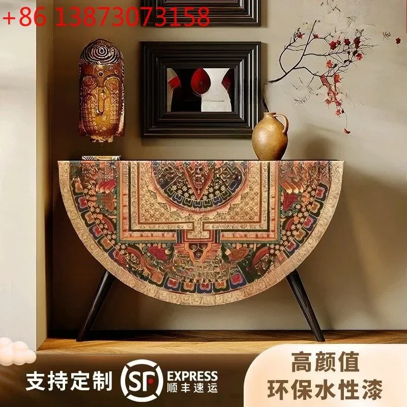 American abstract solid wood round cabinet, bedroom aisle decoration, living room entrance, free installation locker