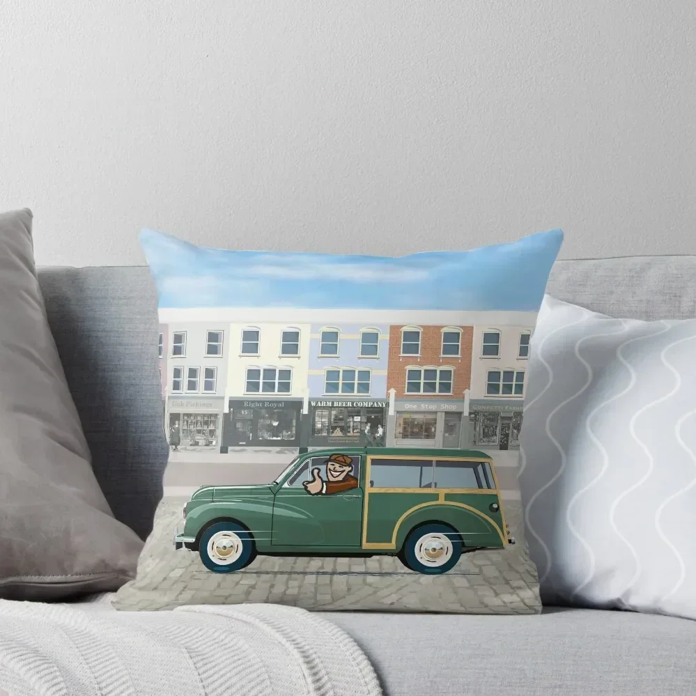 

Morris Minor Traveller in Almond green (left hand drive) Throw Pillow luxury sofa pillows sleeping pillows Couch Pillows pillow