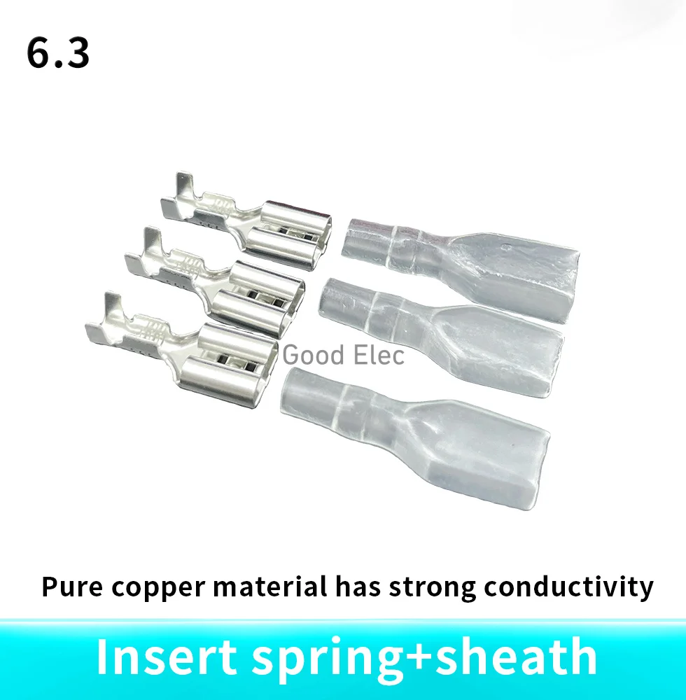 6.3 mm with transparent sheath inserted spring 6.3mm Female connector terminal Faston with insulator for wire