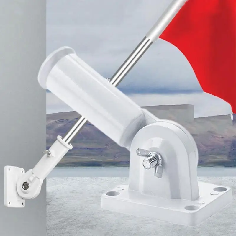 Flagpole Holder Multi-Position Mounting Bracket Metal Strong Rust Flagstaff Holder for Window Advertising Flag