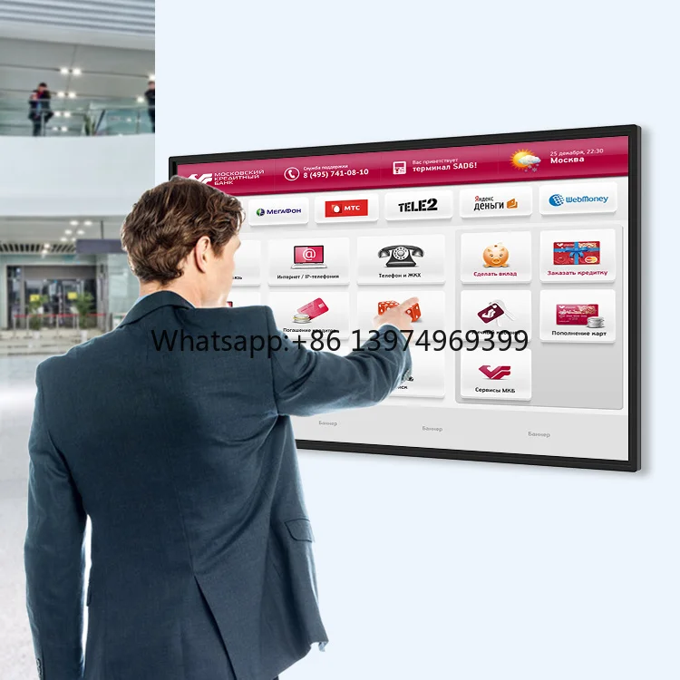 43 Inch Narrow Side Wall Mount Touch Vertical ultra hd 4k Player Elevator Ad Display LCD Multimedia Digital Advertising Screen