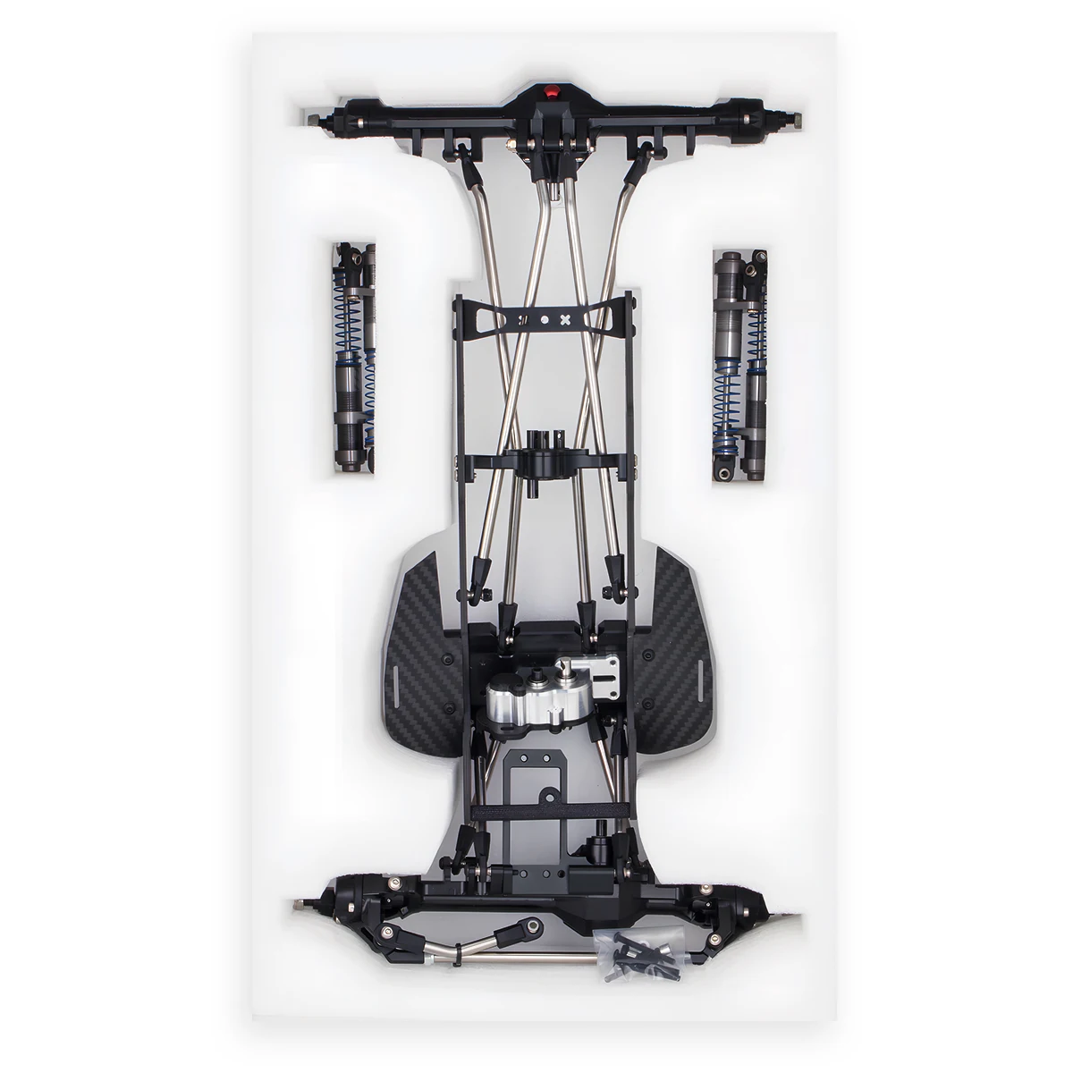 

High Clearance Carbon Fiber LCG Chassis Kit with Transmission Shocks Absorbers for 1/10 RC Crawler Cheater Rigs SCX10 II