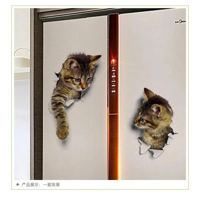 3D Cat Dog Wall Sticker Funny Toilet Hole View Animal Vinyl Decal Bathroom Home Decor Waterproof Art Poster Wallpaper