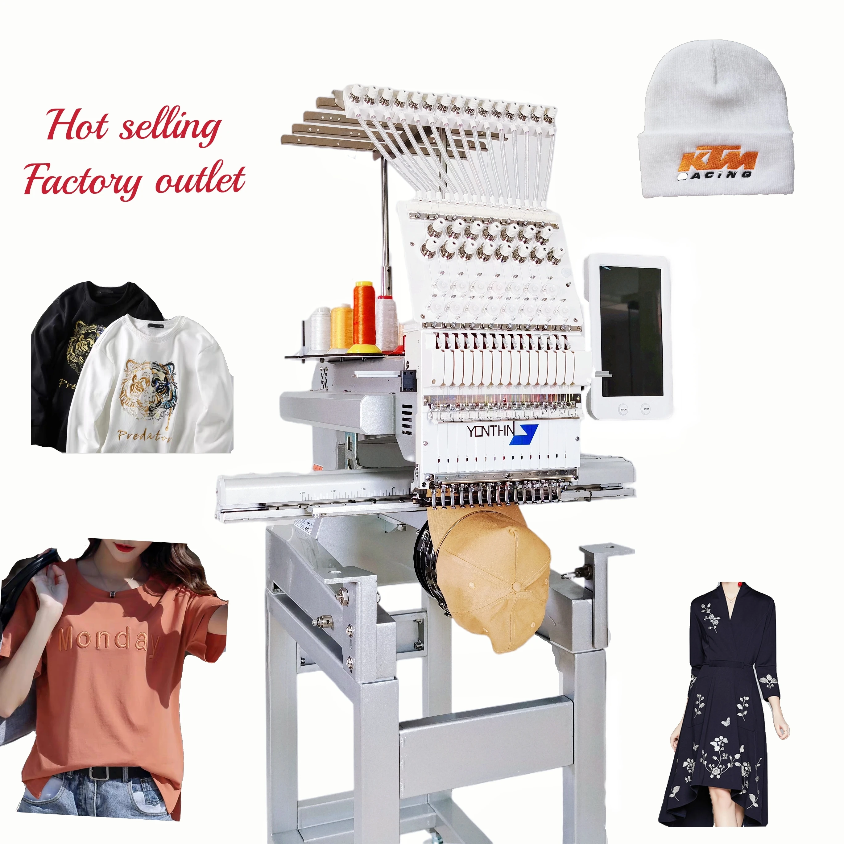 Yonthin High Speed 15 Needle Single Head Small Computer Embroidery Machine Suppliers Prices for Sale Computerized T-shirt Ca P