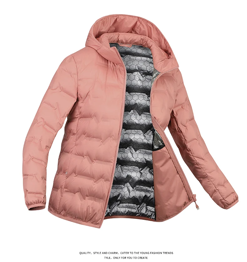 EUMERGX Winter Warme Daunenjacke für Damen Wandern Camping Klettern Trekking Graphen-Futter Mantel Entendaunen Leichte Polsterjacke – Detail 17