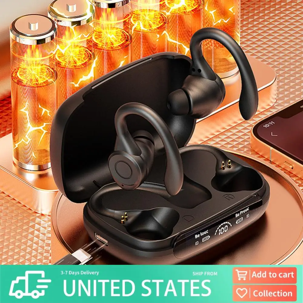 TWS Bluetooth 5.3 Earphones True Wireless Headphones Noise Reduction Earhooks Waterproof Headset Power Display Comfortable Sport