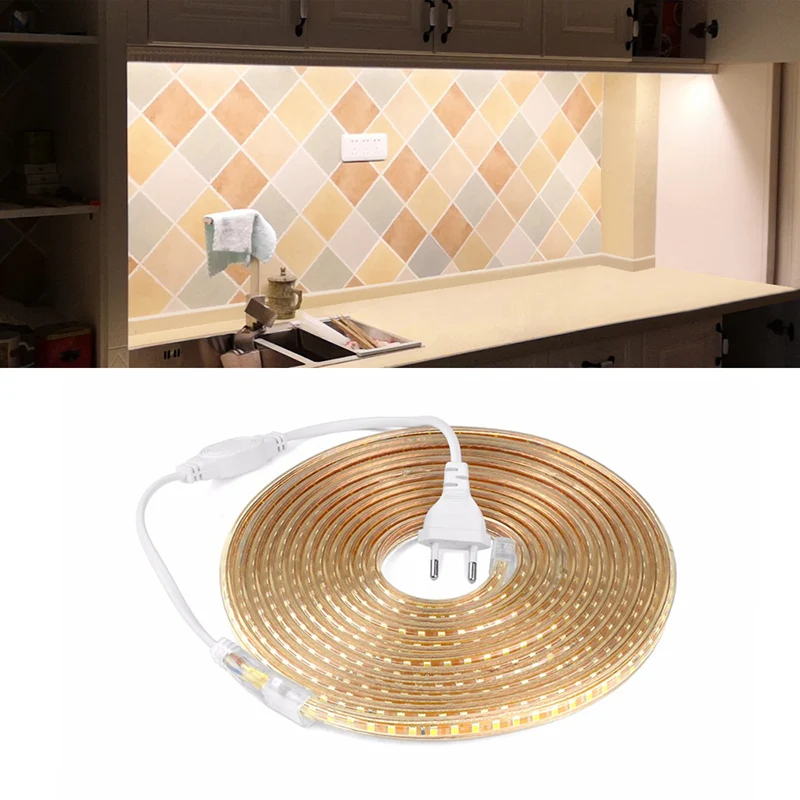 

LED strip 220V ribbon led lamp Light closet backlight Kitchen lamps 2835 ledstrip waterproof christmas decorations for home