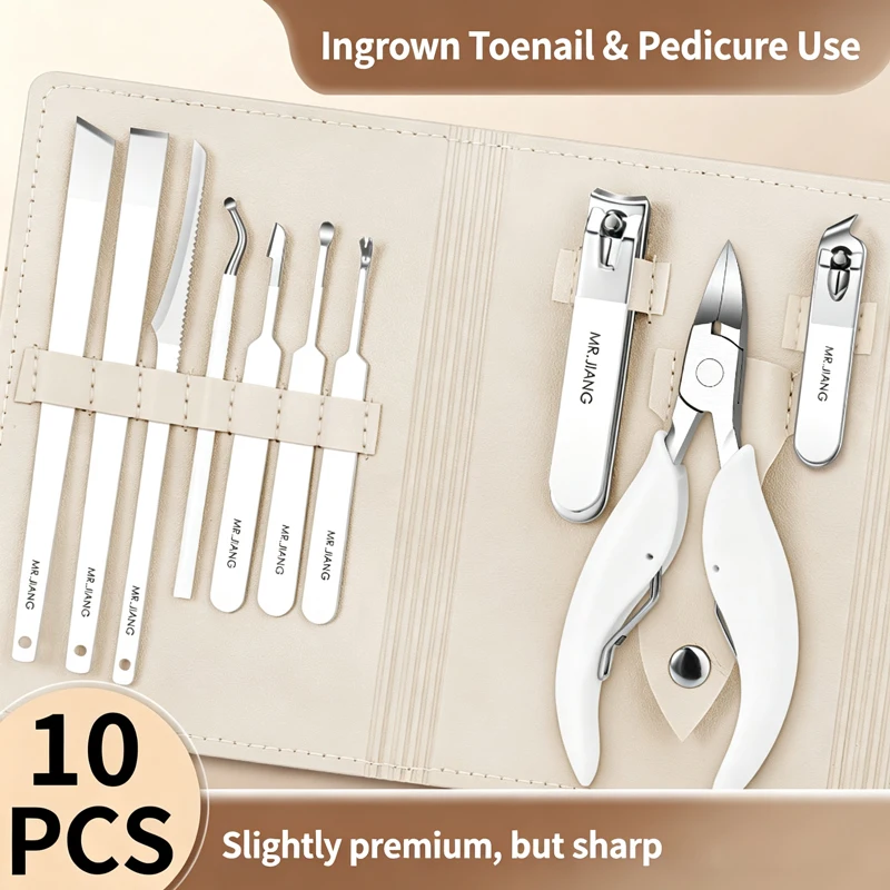 18PCS Manicure Pedicure Set Stainless Steel Nail Clipper Kit Hawkbill Professional Beauty Tools Leather Case Multi Purpose Gift