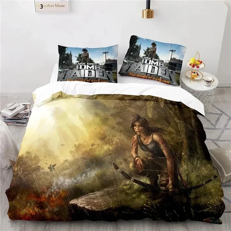 3D print Game Tomb Raider Bedding Set Boys Girls Twin Queen Size Duvet Cover Pillowcase Bed Kids Adult Home Textileextile