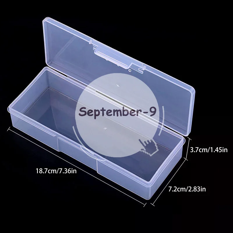 1PC Nail Art Rectangle Plastic Transparent Storage Box Nail Rhinestone Brush Pen Buffer Grinding Files Container Case